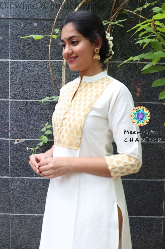 Off White & Golden Kurta Kurtas