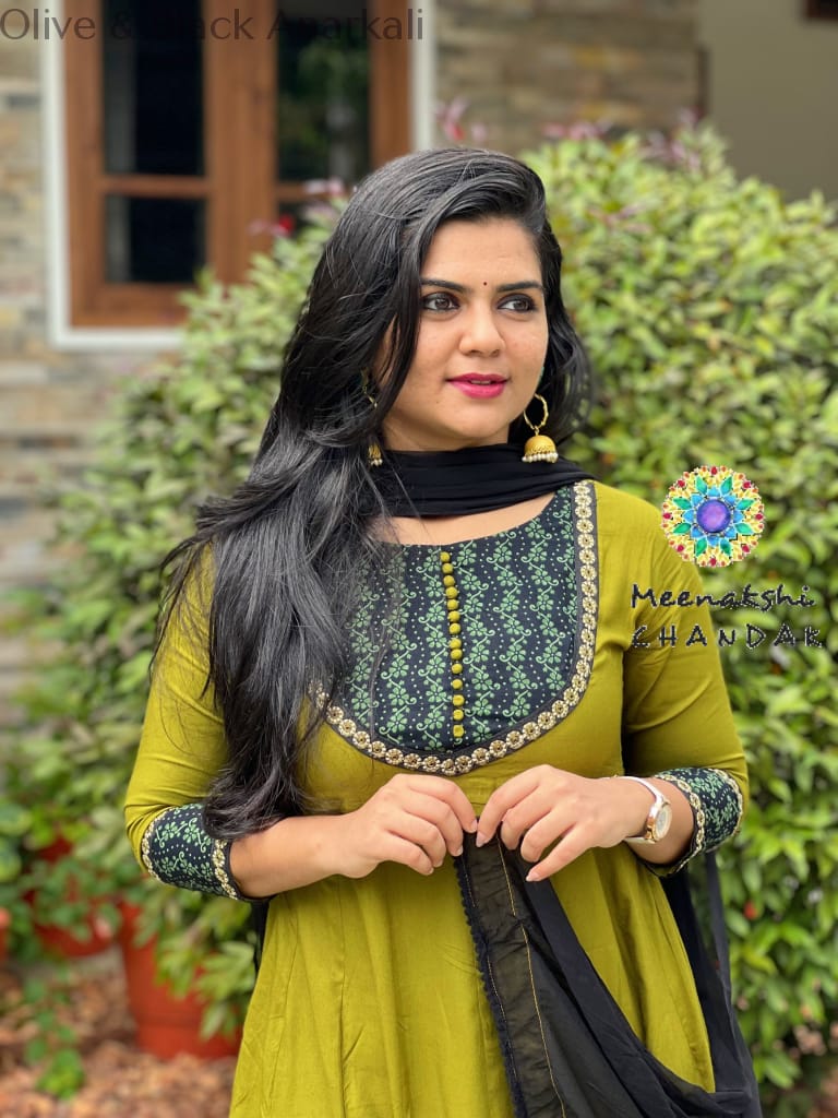 Olive & Black Anarkali Small Sets