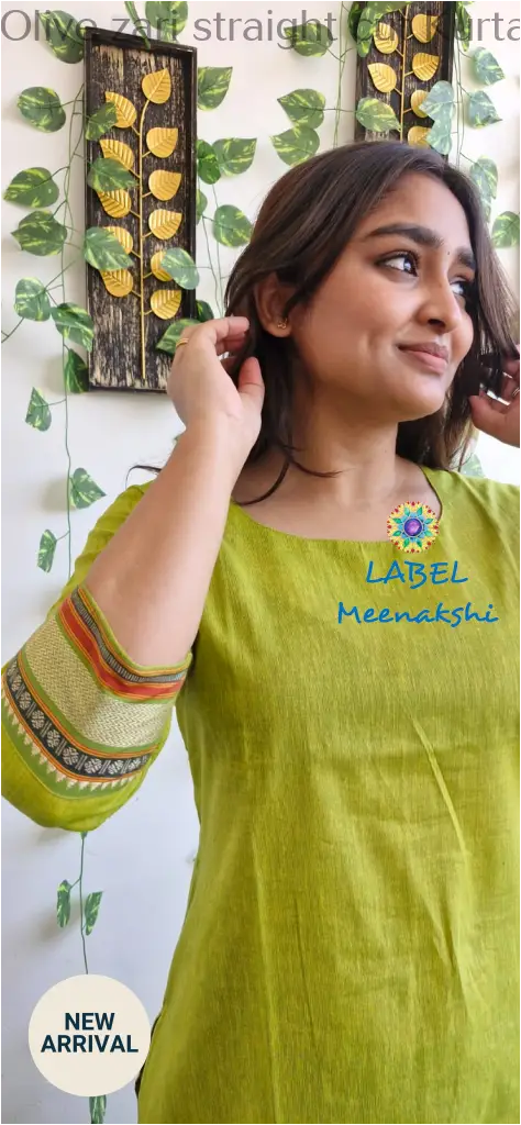 Olive zari straight cut kurta KURTAS