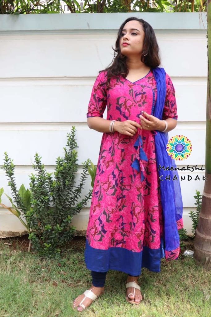 Pink Floral Anarkali With Duppatta S Anarkali