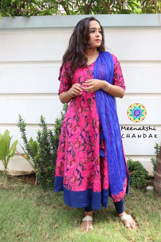 Pink Floral Anarkali With Duppatta Anarkali