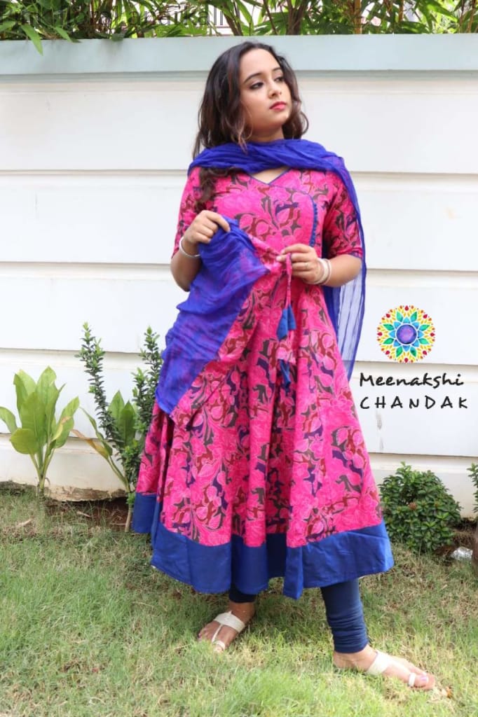 Pink Floral Anarkali With Duppatta Anarkali