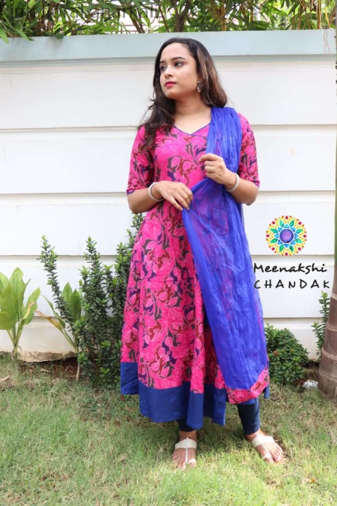 Pink Floral Anarkali With Duppatta Anarkali
