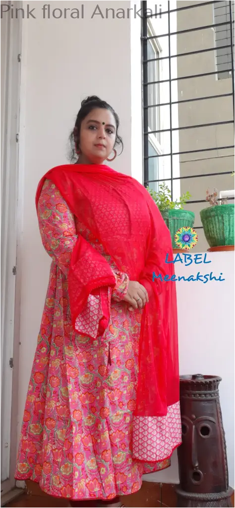 Pink floral Anarkali SET T&D