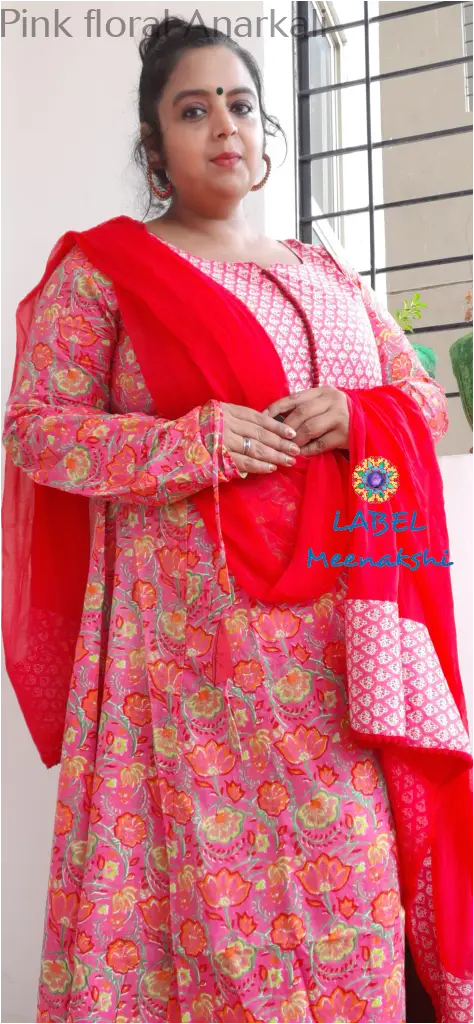 Pink floral Anarkali SET T&D