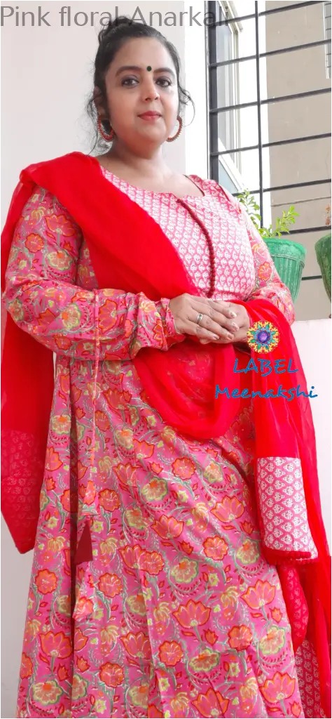 Pink floral Anarkali SET T&D