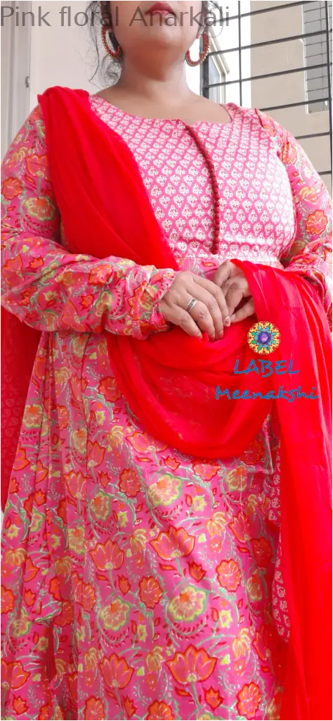 Pink floral Anarkali SET T&D