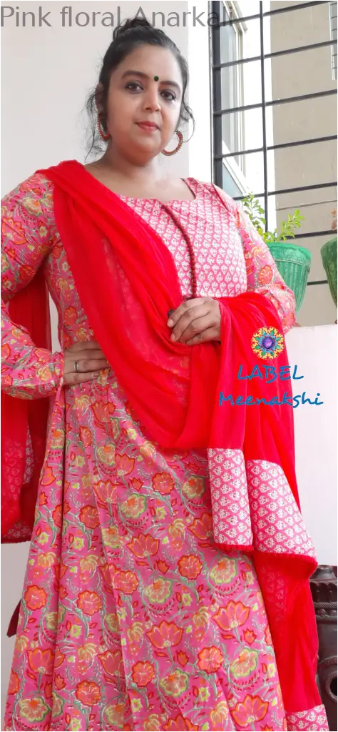 Pink floral Anarkali SET T&D