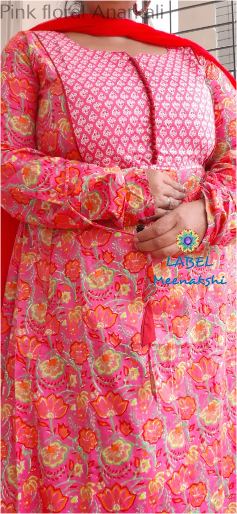 Pink floral Anarkali SET T&D