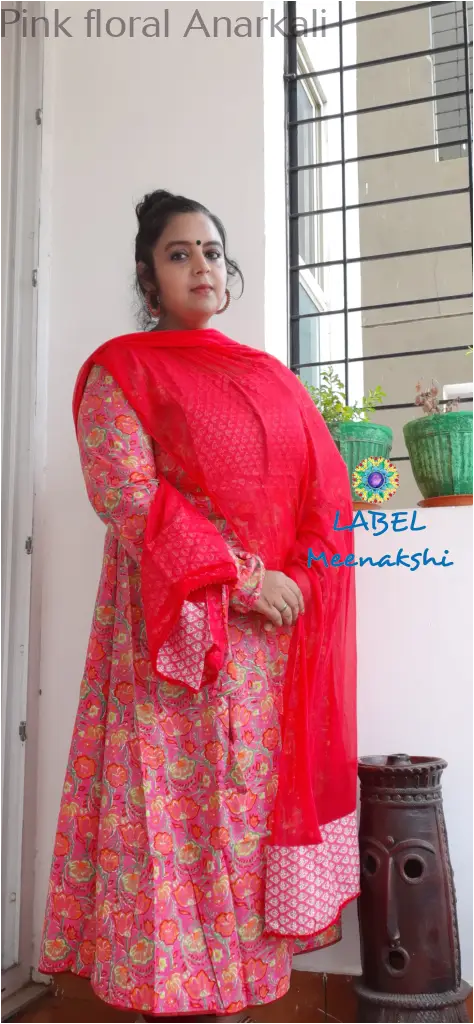 Pink floral Anarkali SET T&D