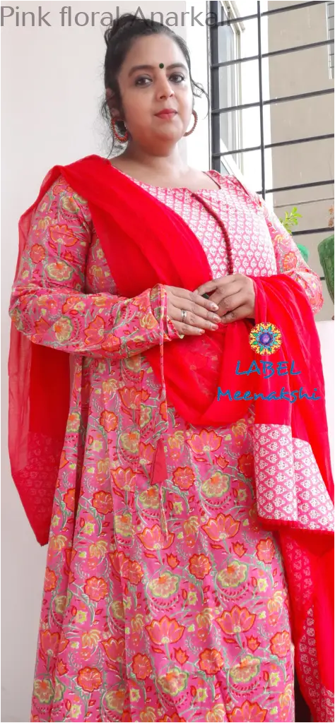 Pink floral Anarkali SET T&D