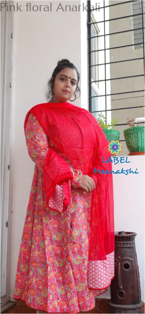 Pink floral Anarkali SET T&D