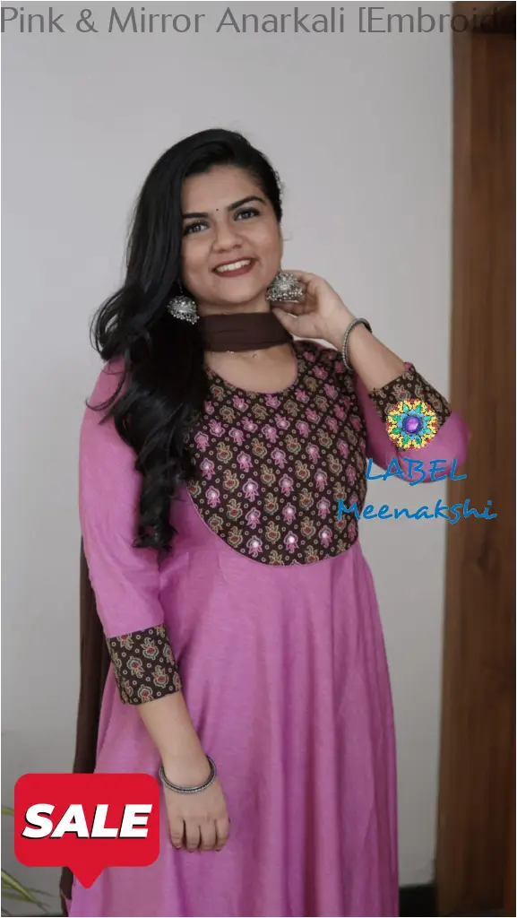 Pink & Mirror Emblished Solid Anarkali Small Sets