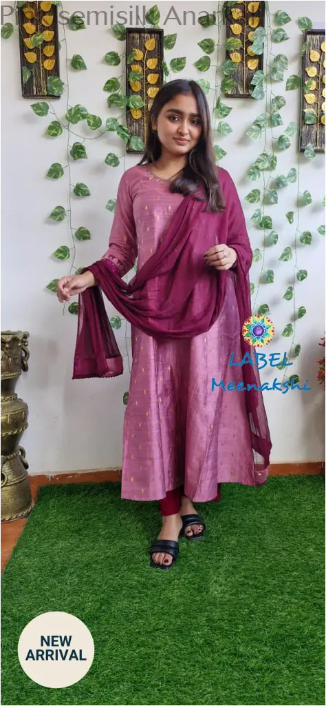 Pink semisilk Anarkali