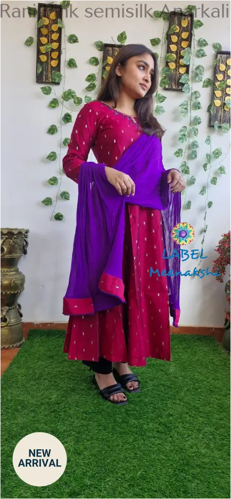 Rani Pink semisilk Anarkali