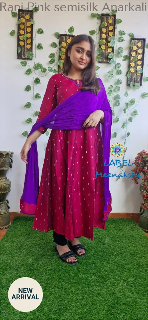Rani Pink semisilk Anarkali