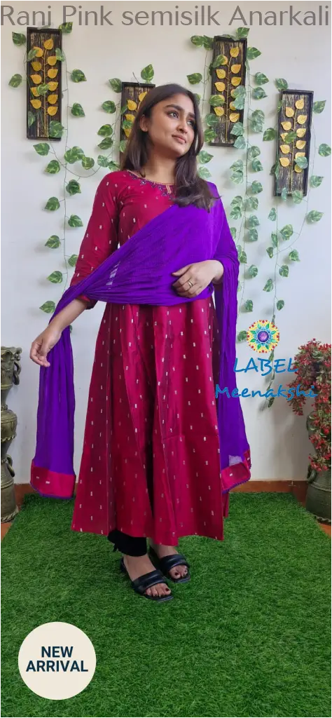 Rani Pink semisilk Anarkali