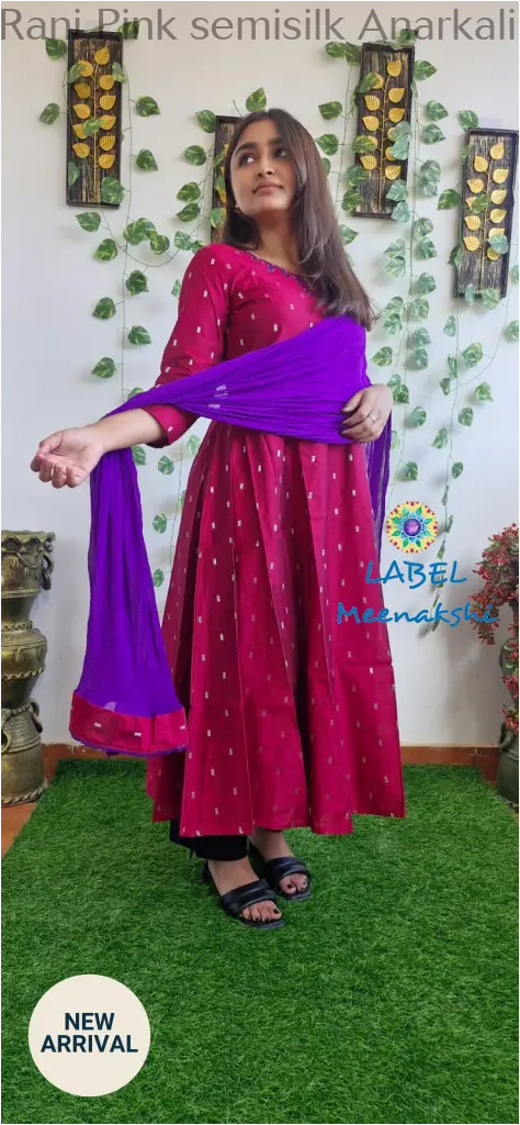 Rani Pink semisilk Anarkali