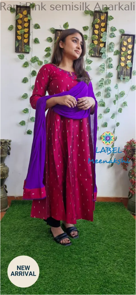 Rani Pink semisilk Anarkali