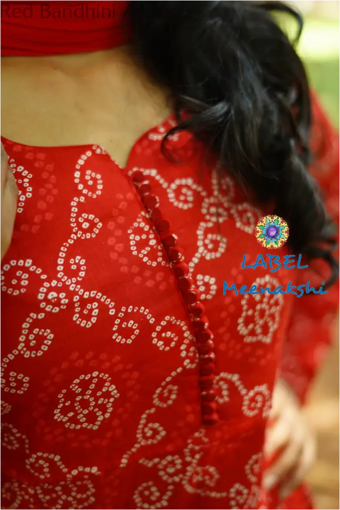 Red Bandhini Anarkali SET T&D