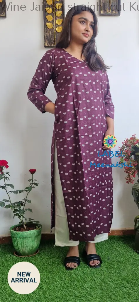 Wine Jaipuri straight cut kurta KURTAS