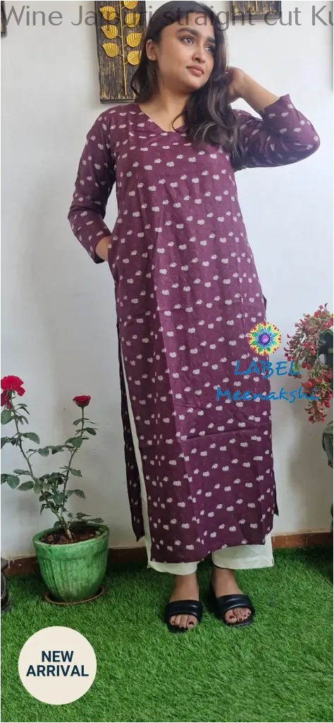 Wine Jaipuri straight cut kurta KURTAS