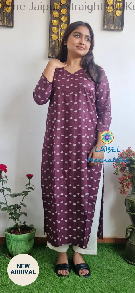 Wine Jaipuri straight cut kurta KURTAS