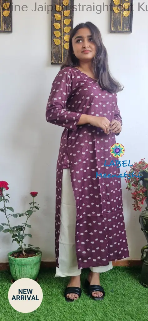 Wine Jaipuri straight cut kurta KURTAS