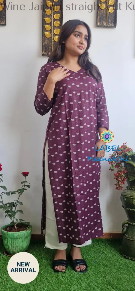 Wine Jaipuri straight cut kurta KURTAS