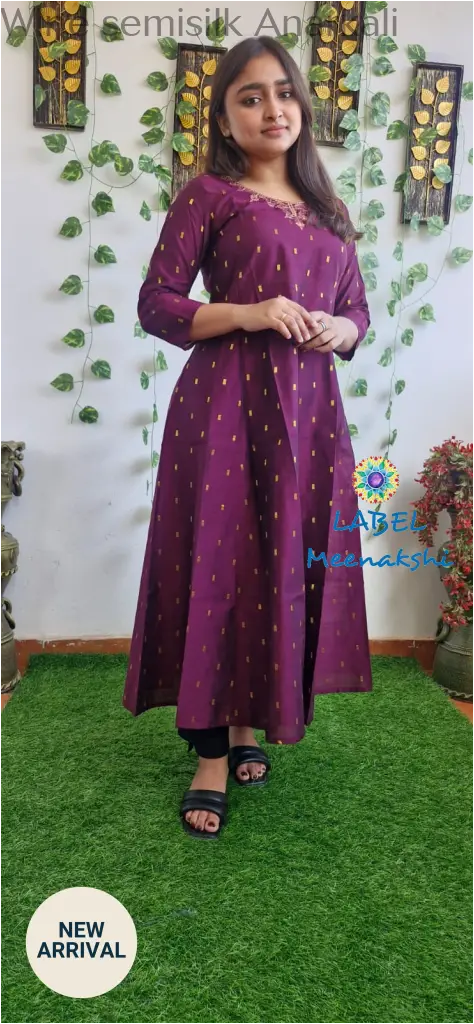 Wine semisilk Anarkali