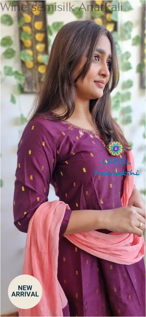 Wine semisilk Anarkali