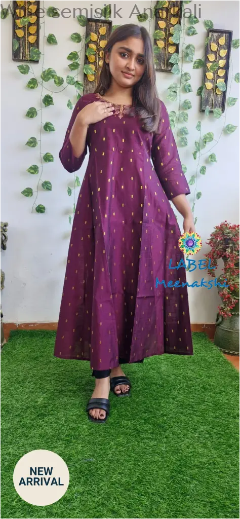 Wine semisilk Anarkali