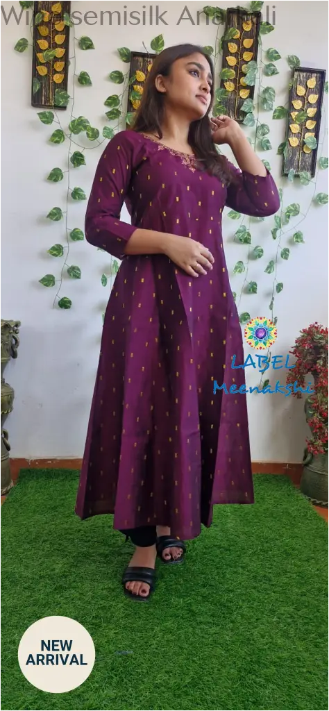 Wine semisilk Anarkali