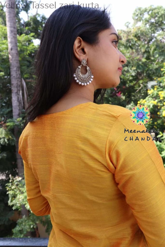 Yellow Tassel Zari Kurta Kurtas