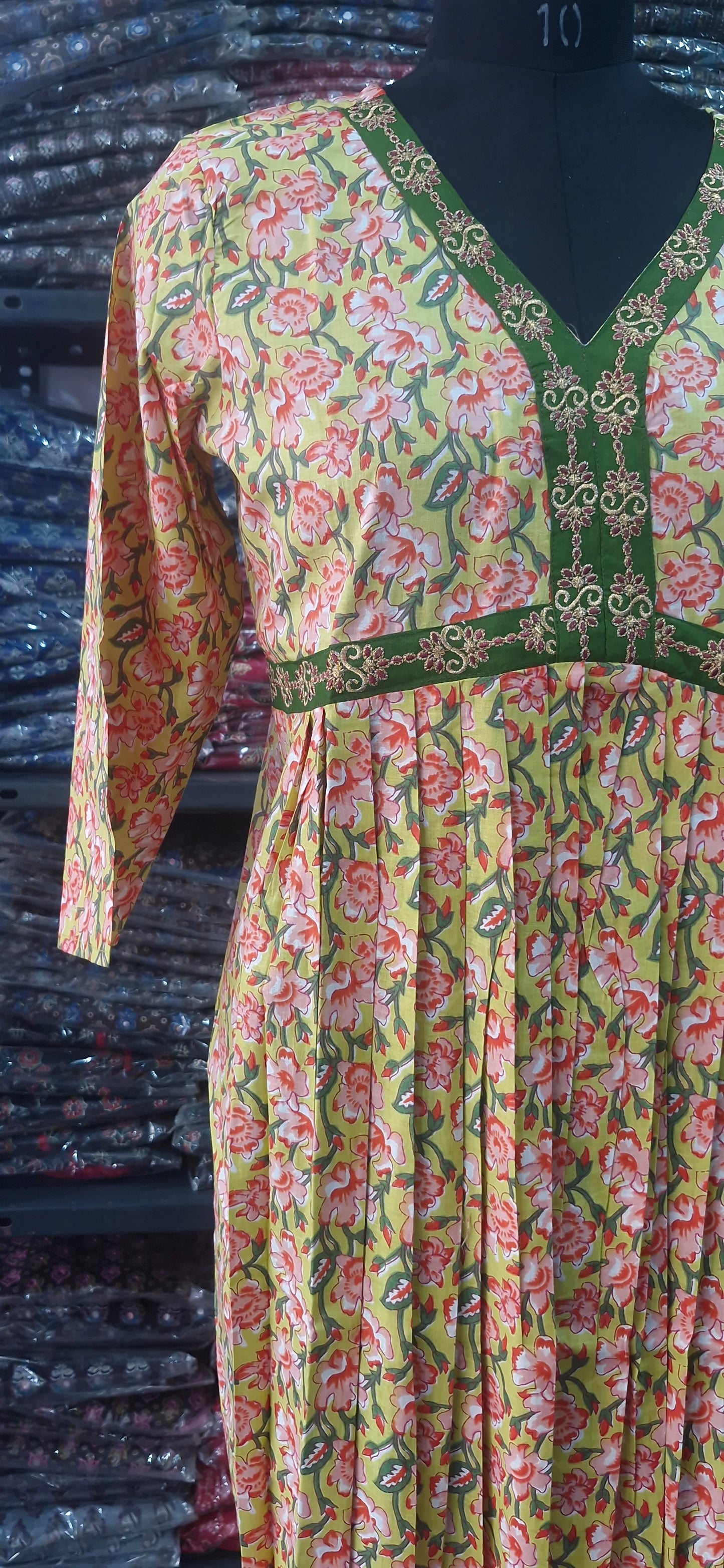 Yellow floral Alia kurta