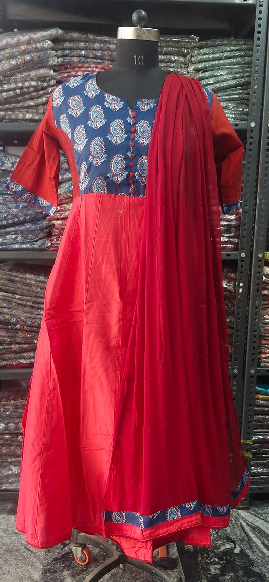Peach and Indigo Anarkali