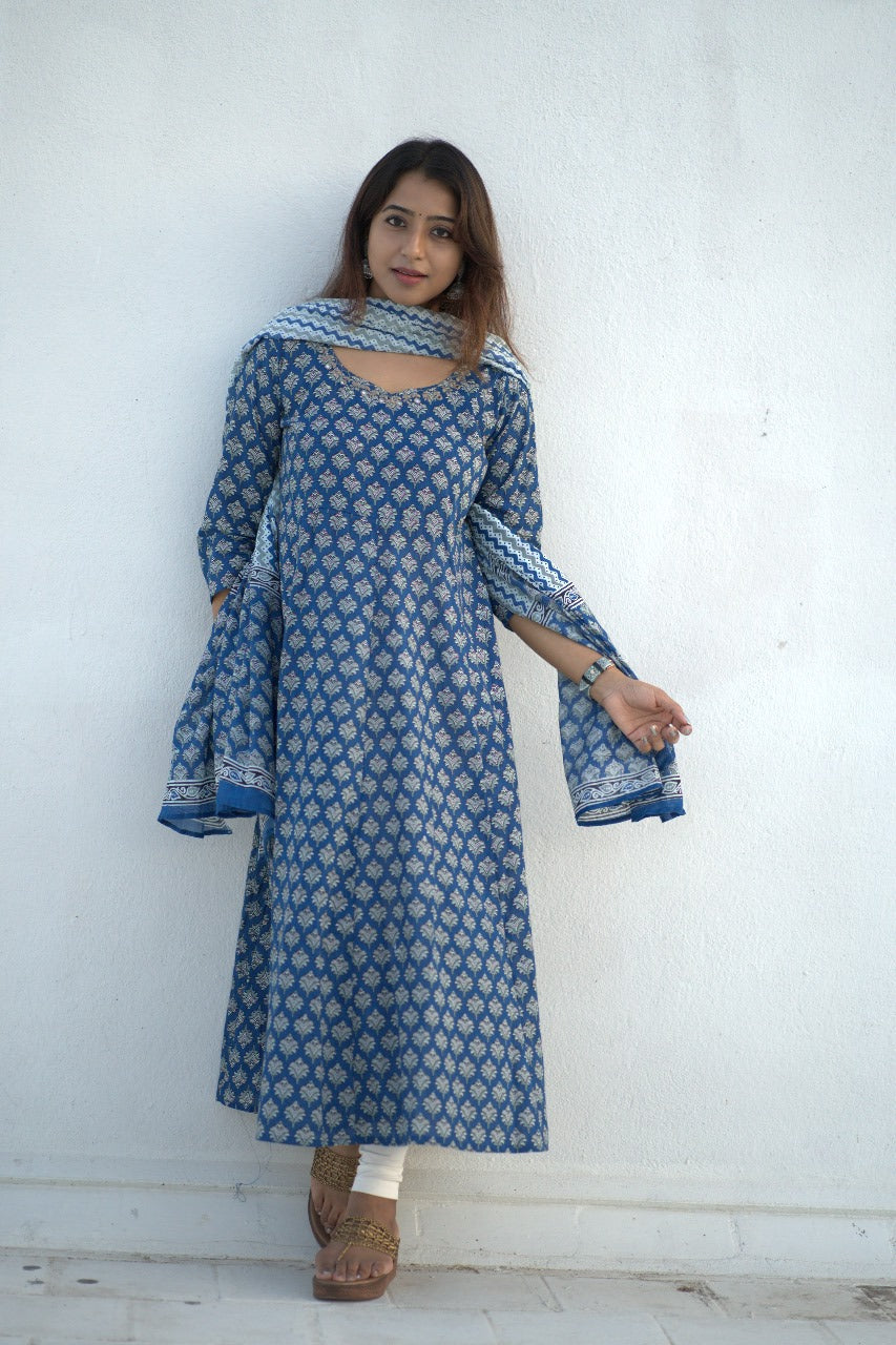 Royal Blue Jaipuri Anarkali