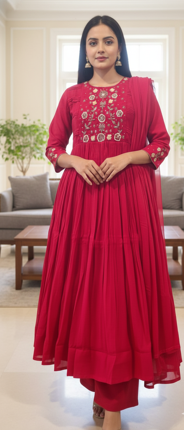 The Bright story of Mul Chanderi - Hot Pink