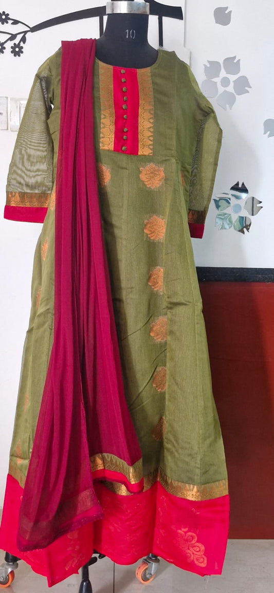 Olive Green zari Anarkali (Copy)