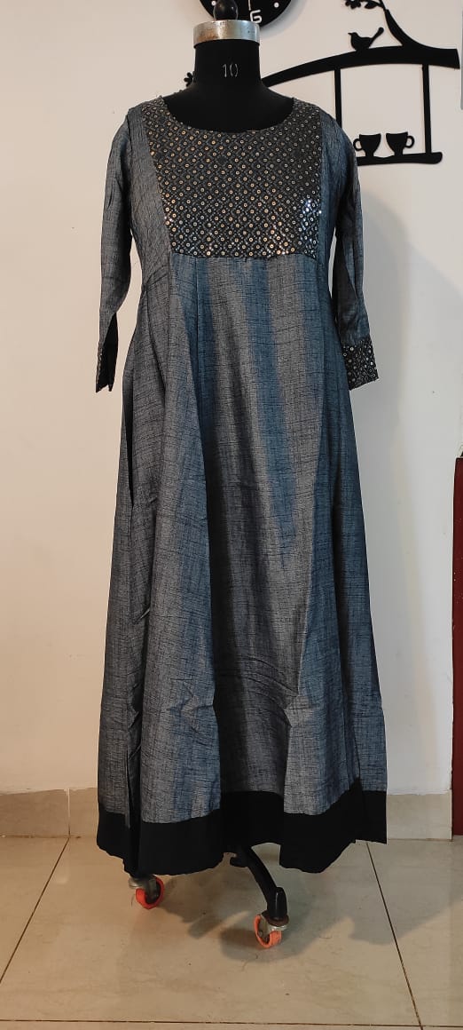Grey & Black Sequence Anarkali