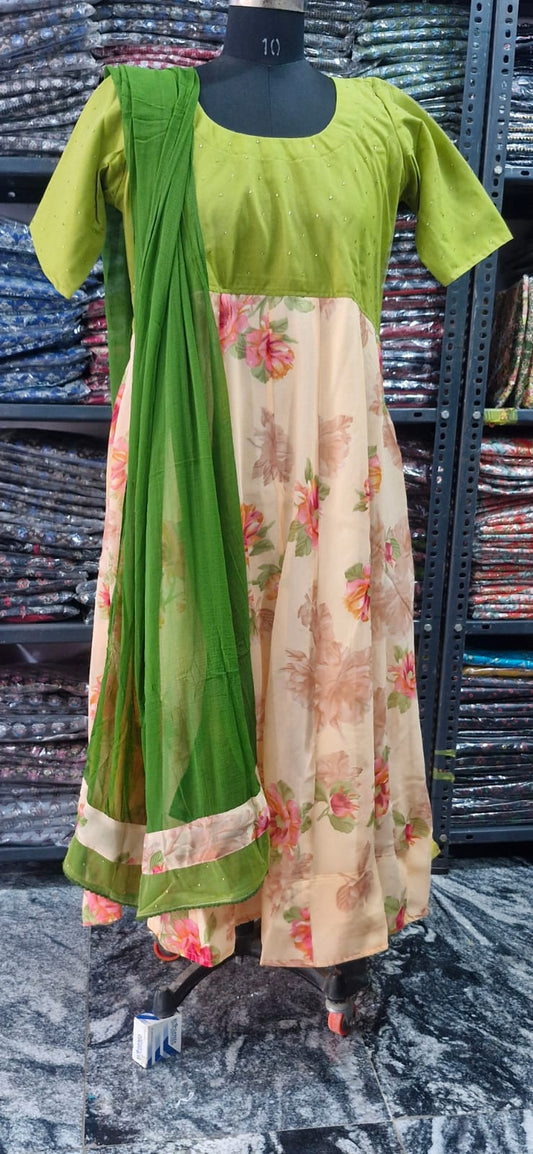 Peach and Olive Anarkali