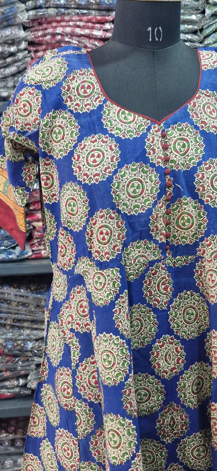 Blue and Marron kalamkari Anarkali