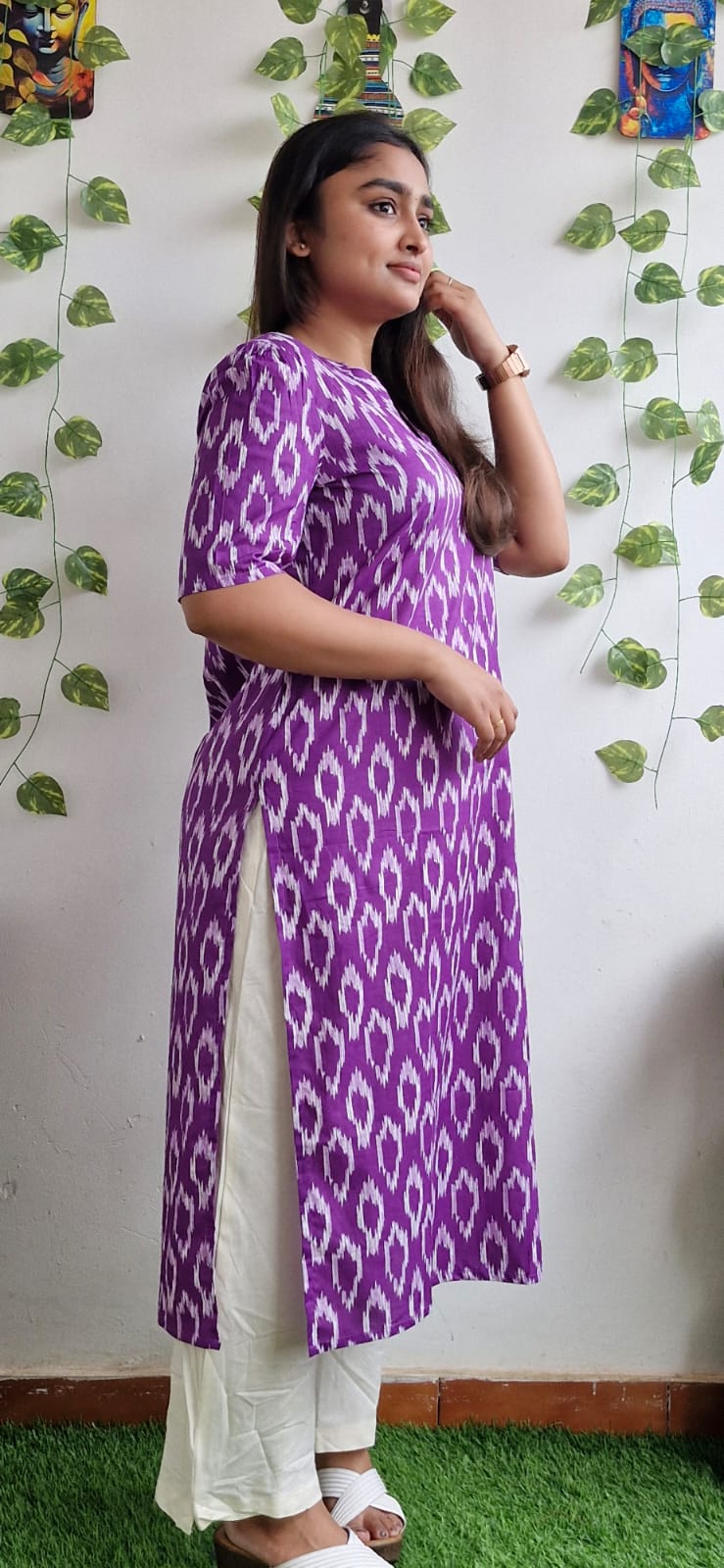 Purple Geometric printed kurta