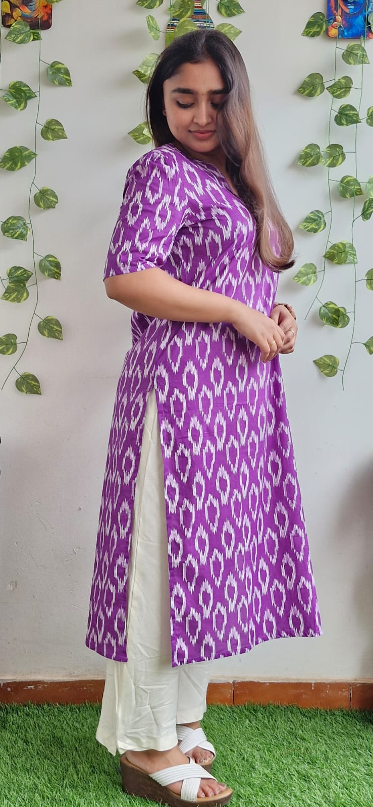 Purple Geometric printed kurta