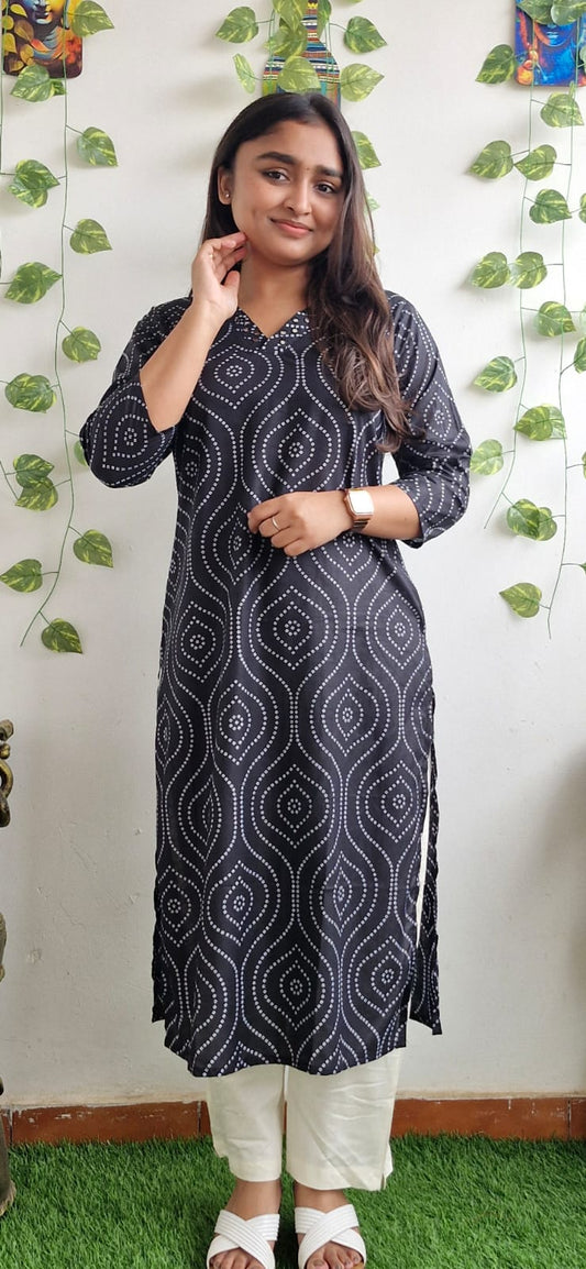 Black Bandhini mirror work kurta