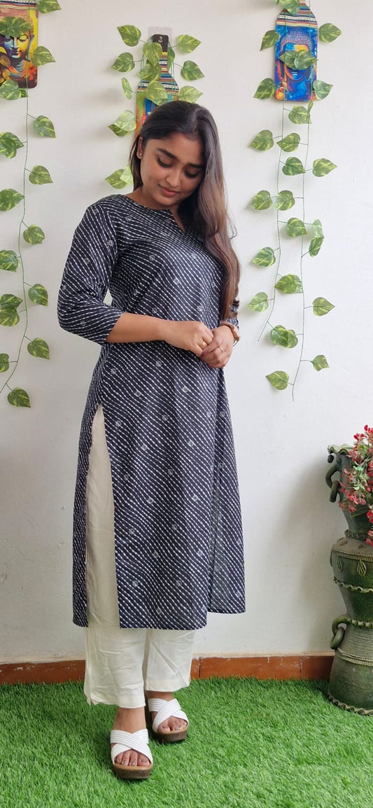 Bluish black lehariya kurta