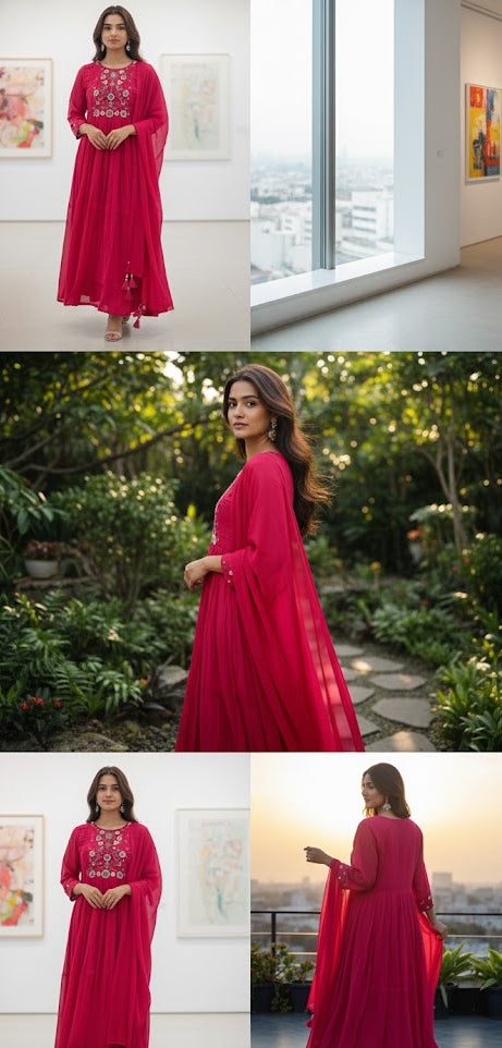 The Bright story of Mul Chanderi - Hot Pink