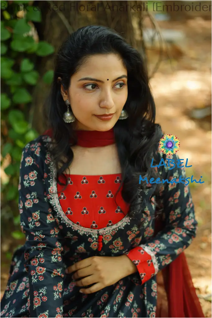 Black & Red Floral Anarkali [Embroidery] SET T&D
