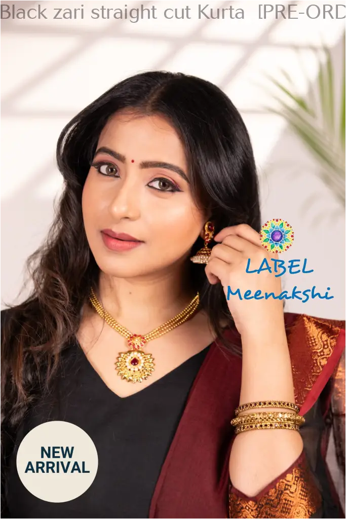 Black zari straight cut Kurta  [PRE-ORDER 10-12 W/ DAYS]