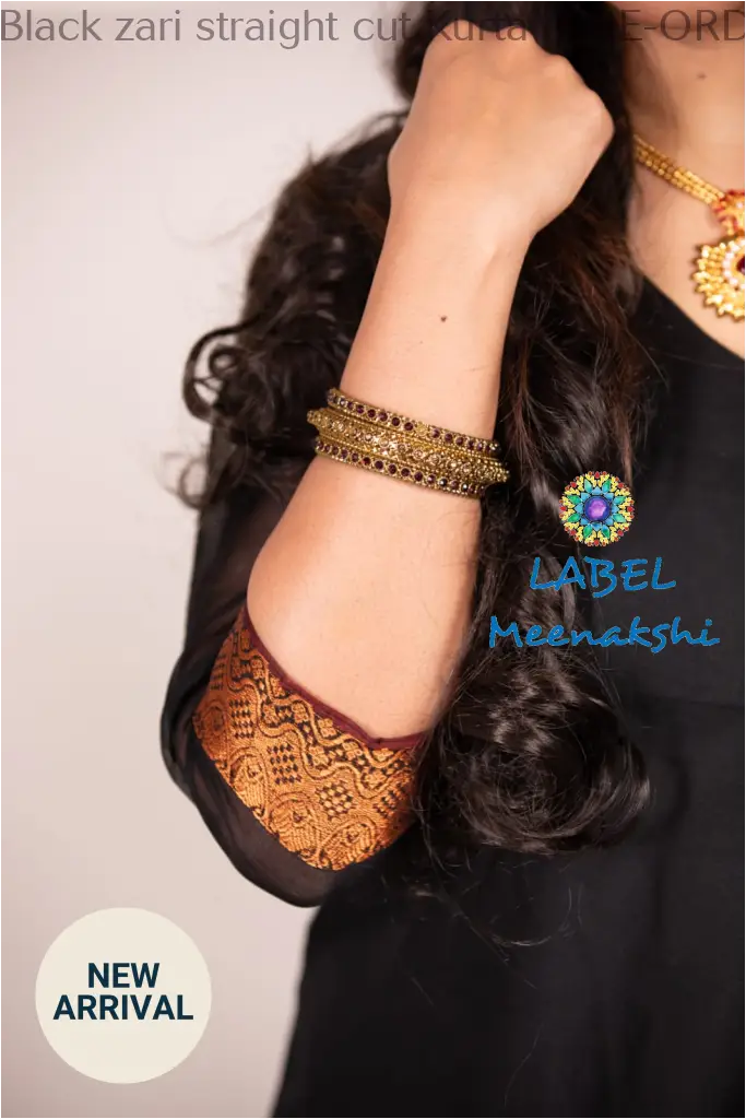 Black zari straight cut Kurta  [PRE-ORDER 10-12 W/ DAYS]